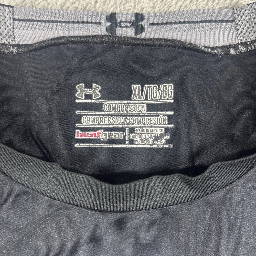 Under Armour Heatgear Mens Size XL Compression Black Top Sports Gym Athletic